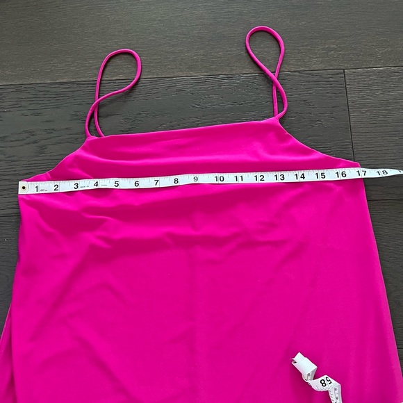 Zara Midi Maxi Cocktail Womens Dress Spaghetti Strap Fuchsia Pink Large - Picture 4 of 8